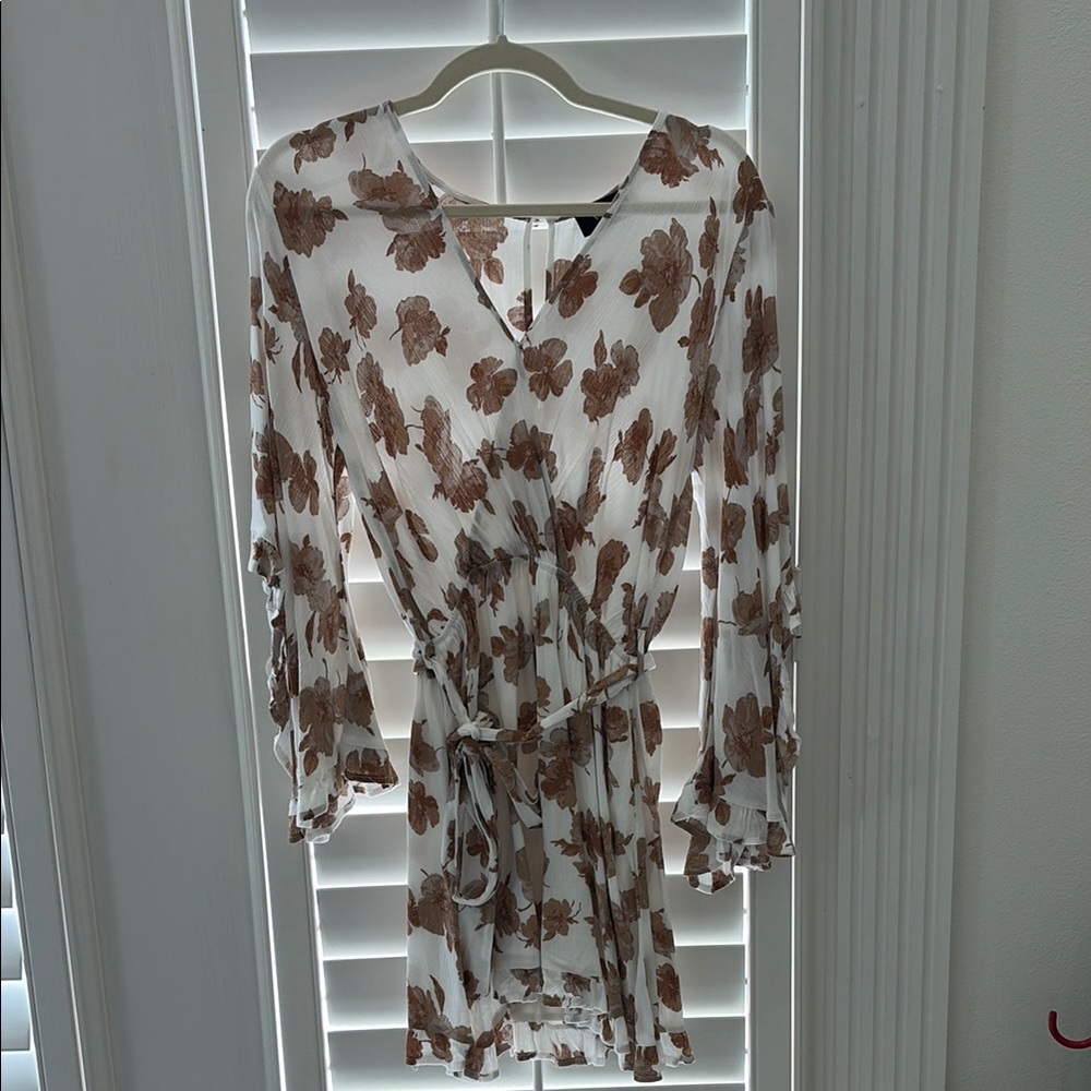 Floral Wrap Dress with Bell Sleeves